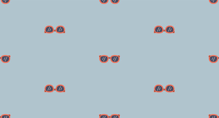 Seamless horizontal pattern with cute hand drawn sunglasses. A vector doodle summer repeat pattern for decoration, print
