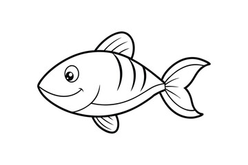 A line art drawing of a small fish with a rounded body.eps