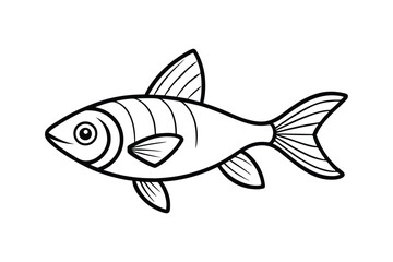 A line art drawing of a tiny tetra fish.eps