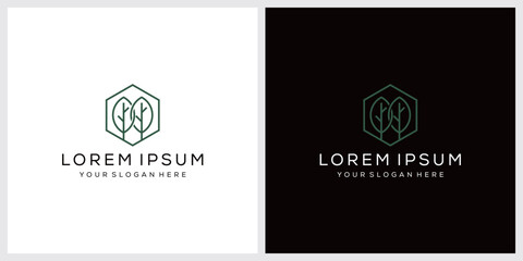 hexagon and tree logo design inspiration
