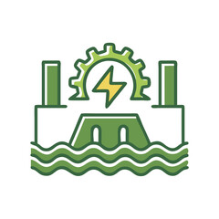 Hydropower icon in flat design illustrating energy generation  