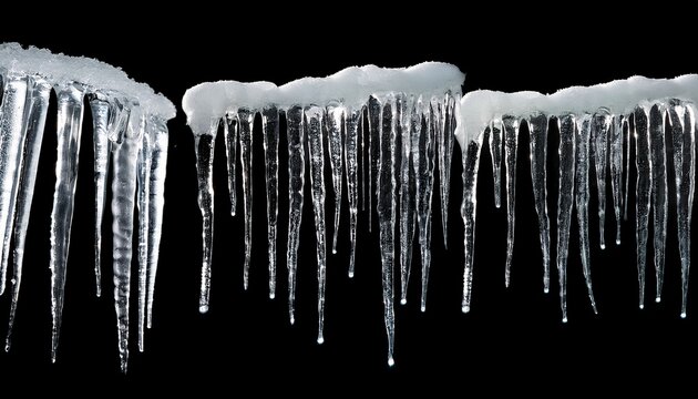 photo icicles group on an black background isolated object panoramic photo s4
