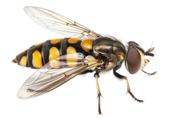 Hoverfly Uncovered: True Depiction Isolated On Transparent Background