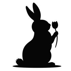 Rabbit holding a flower silhouette for Easter celebration  