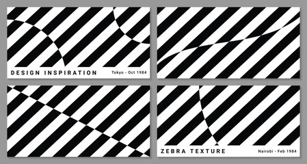Set of black and white lines abstract texture vector background horizontal modern cover design concept