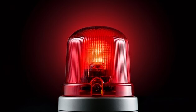 flash red siren light on isolated background