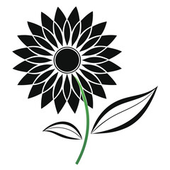 Sunflower Silhouette with Clean Modern Lines