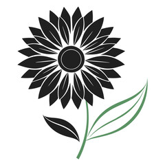 Black Sunflower Silhouette for Botanical Themes