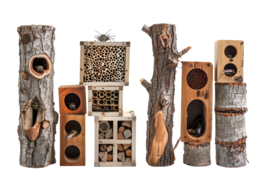 Insect Hotels Isolated On Transparent Background