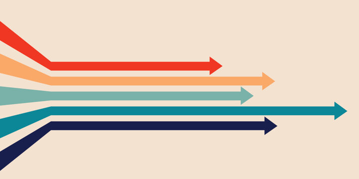 modern graphic of arrows in various colors pointing to the righ