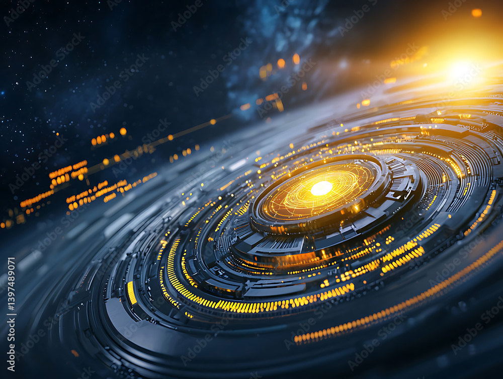 Poster exploring futuristic energy patterns digital universe abstract artwork cosmic environment close-up v