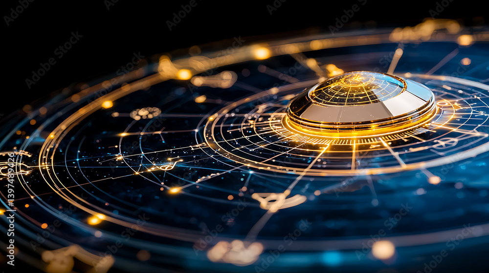 Aufkleber exploring cosmic phenomena digital visualization of celestial navigation space infographic sci-fi ae