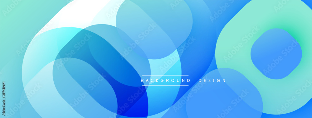 Fototapete Abstract fluid shapes overlap, creating dynamic blue, turquoise gradients. Soft color transitions suggest movement, depth. Modern design element for backgrounds, presentations.