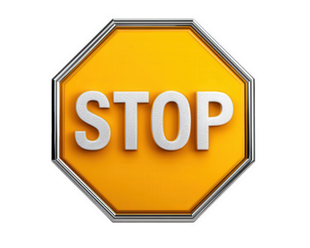 vibrant stop sign with glossy finish, featuring bold white letters, stands out against clean background, conveying clear message of caution and alertness