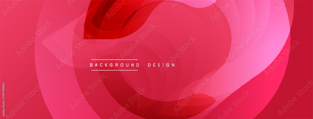 Poster Abstract fluid shapes, vibrant pink hues dominate composition. Overlapping layers create depth, modern design element for backgrounds or digital art projects.