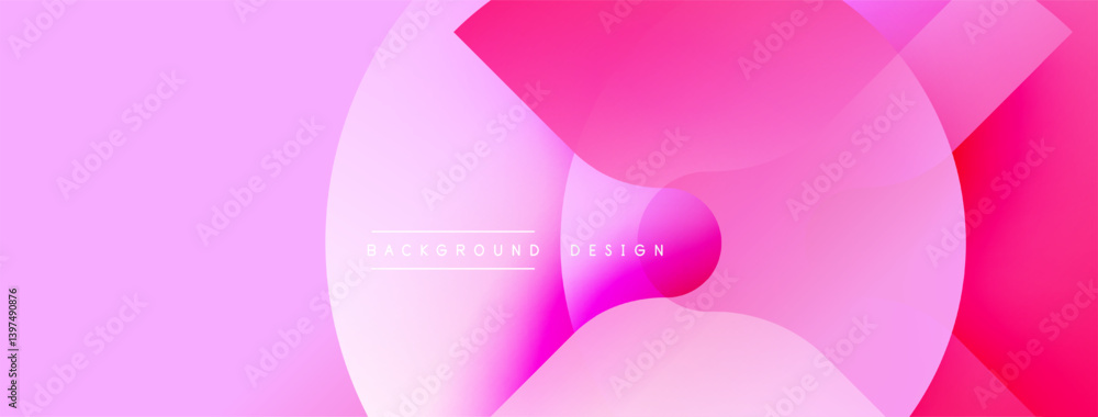 Poster Abstract pink background features overlapping circles. Gradient shades create depth, modern aesthetic. Minimalist design suitable for digital projects, presentations. Smooth transitions, vibrant color