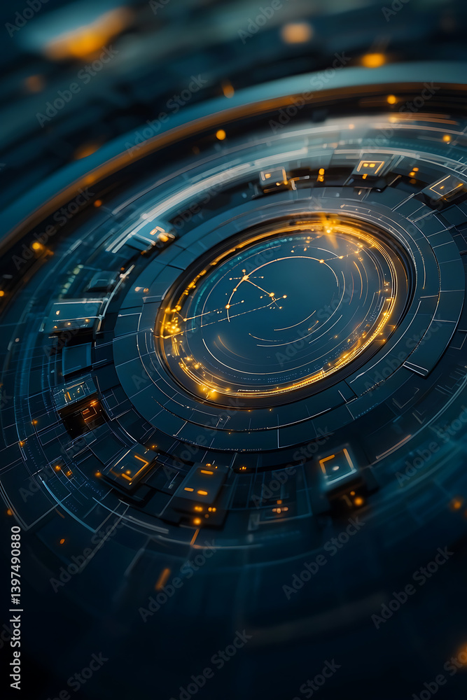Aufkleber futuristic digital interface design virtual space graphic art tech environment abstract viewpoint in