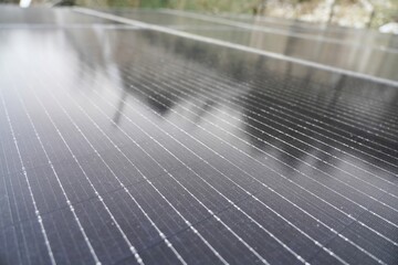 Solar panel close-up. Blurred background.