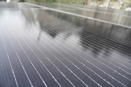 Solar panel close-up. Blurred background.