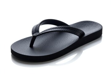 Single black flip-flop, isolated on pure white background, clean background, summer, vacation
