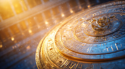Exploring ancient astrological artifacts historical museum digital art indoor close-up timekeeping mystique