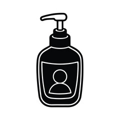 Soap Dispenser Icon With User Avatar In Flat Black Silhouette Style