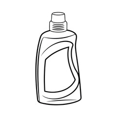 Black And White Illustration Of A Laundry Detergent Bottle Vector Line Drawing