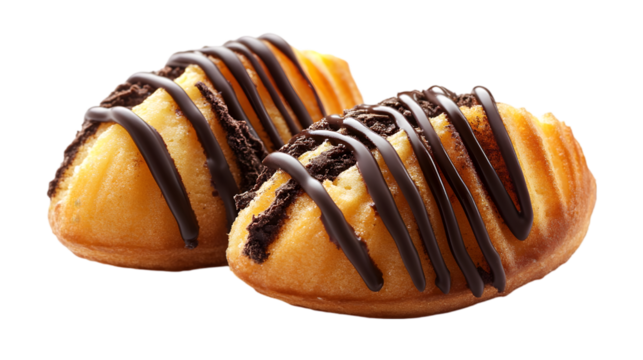 Delicious Chocolate Drizzled Madeleines  Sweet Pastry  French Dessert  Bakery Treat  Gourm - Powered by Adobe
