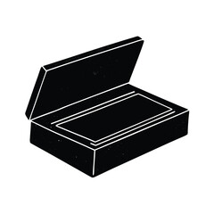 Open Box Silhouette Simple Minimalist Design Illustration Monochrome Packaging Container Design