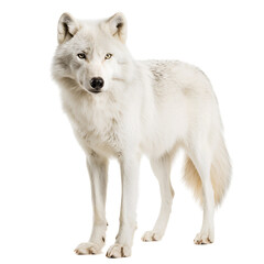 Obraz premium Stunning isolated white wolf portrait showcasing pristine fur and piercing gaze