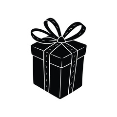 Monochrome Gift Box Vector Illustration Featuring Ribbon Bow And Present Concept Design