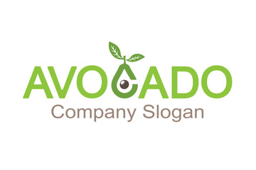 Fototapeta premium Creative Avocado Thypography Logo Fruit Vegan Diet Text Vector Symbol Design Illustration