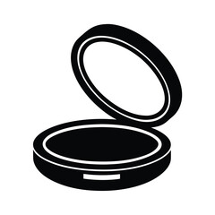 Black And White Compact Powder Case Isolated On White Background