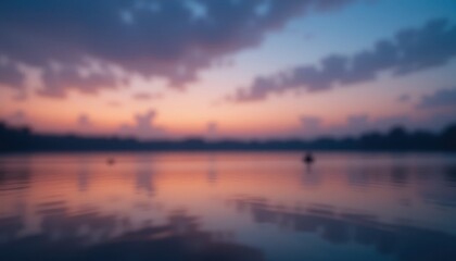 Naklejka premium Serene sunset reflection over calm lake natural landscape photography tranquil evening atmosphere scenic viewpoint nature's beauty