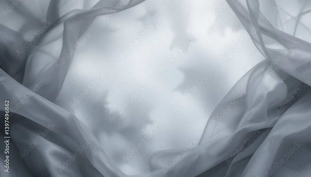 Poster soft drapes floating in the air captured in a serene sky abstract art ethereal environment wide angl