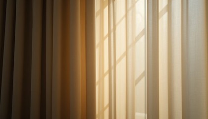 Soft light filtering through sheer curtains modern room photography cozy atmosphere close-up view serenity and calmness