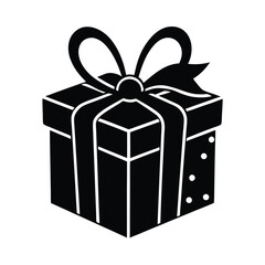 Gift Box With Ribbon Silhouette Illustration For Celebrations And Special Occasions