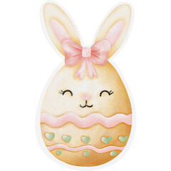 Ester eggs rabbit and chicken  element stickers watercolor