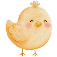 Ester eggs rabbit and chicken  element stickers watercolor