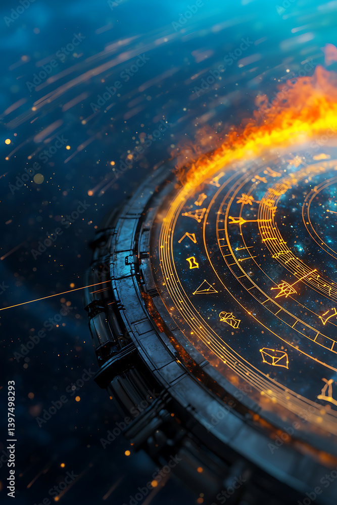 Poster celestial event cosmic mandala digital art virtual space abstract environment close-up view mystical