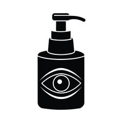 Obraz premium Black Silhouette Of A Hand Sanitizer Bottle Decorated With Eye Motif