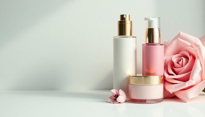 Luxurious skincare products on pristine white , skincare, packaging, product