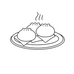 Three dumplings are on a plate