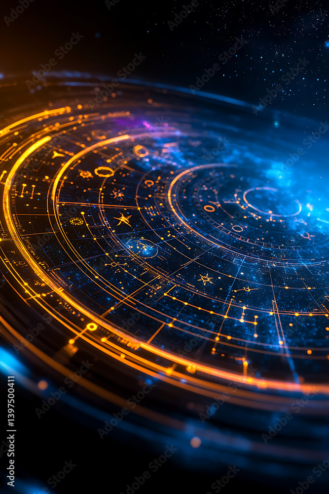 Poster exploring cosmic patterns outer space digital art futuristic environment abstract viewpoint universe