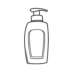 Black And White Outline Drawing Of Soap Dispenser Hand Sanitizer Bottle