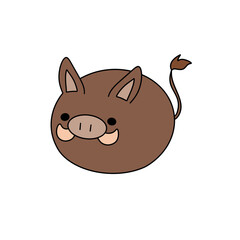 A cartoon pig with a big nose and tusks