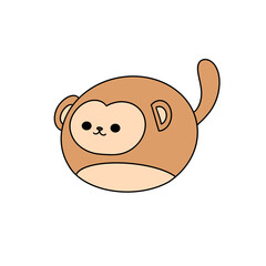 A cartoon monkey with a big head and a big smile