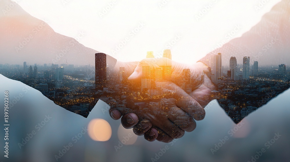 Poster business accord: a powerful composite photograph that visually encapsulates the core concept of coll