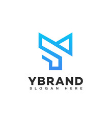 Modern Y Letter Logo Design, Blue Gradient, Abstract, Minimalist, Geometric, Professional, Creative, 