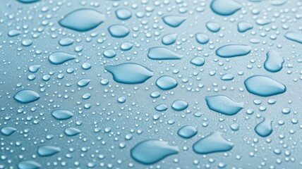 Water Droplets on Light Blue Surface